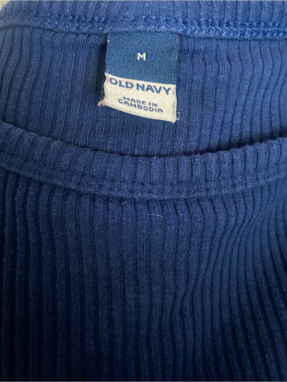Old Navy Navy Ribbed Long Sleeve Women's Tee - Picture 3 of 7